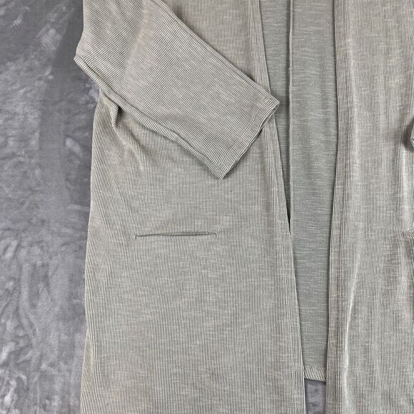 DONNI Open Front Long Cardigan Women's OS Sandy Gray Duster Pockets Fall (0633) - Picture 3 of 7